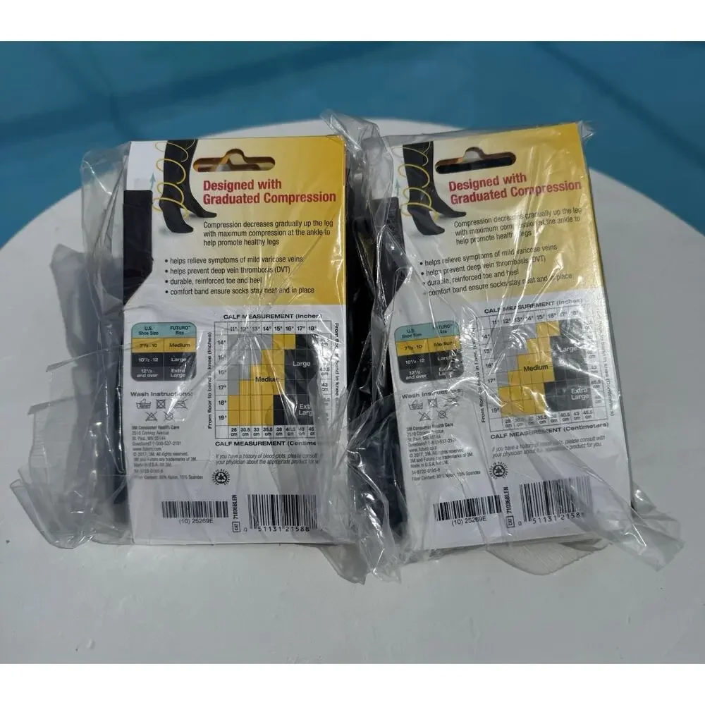 4-Pair Futuro 20-30 mmHg Dress Sock Men Lifestyle Firm Compression L-Black Large